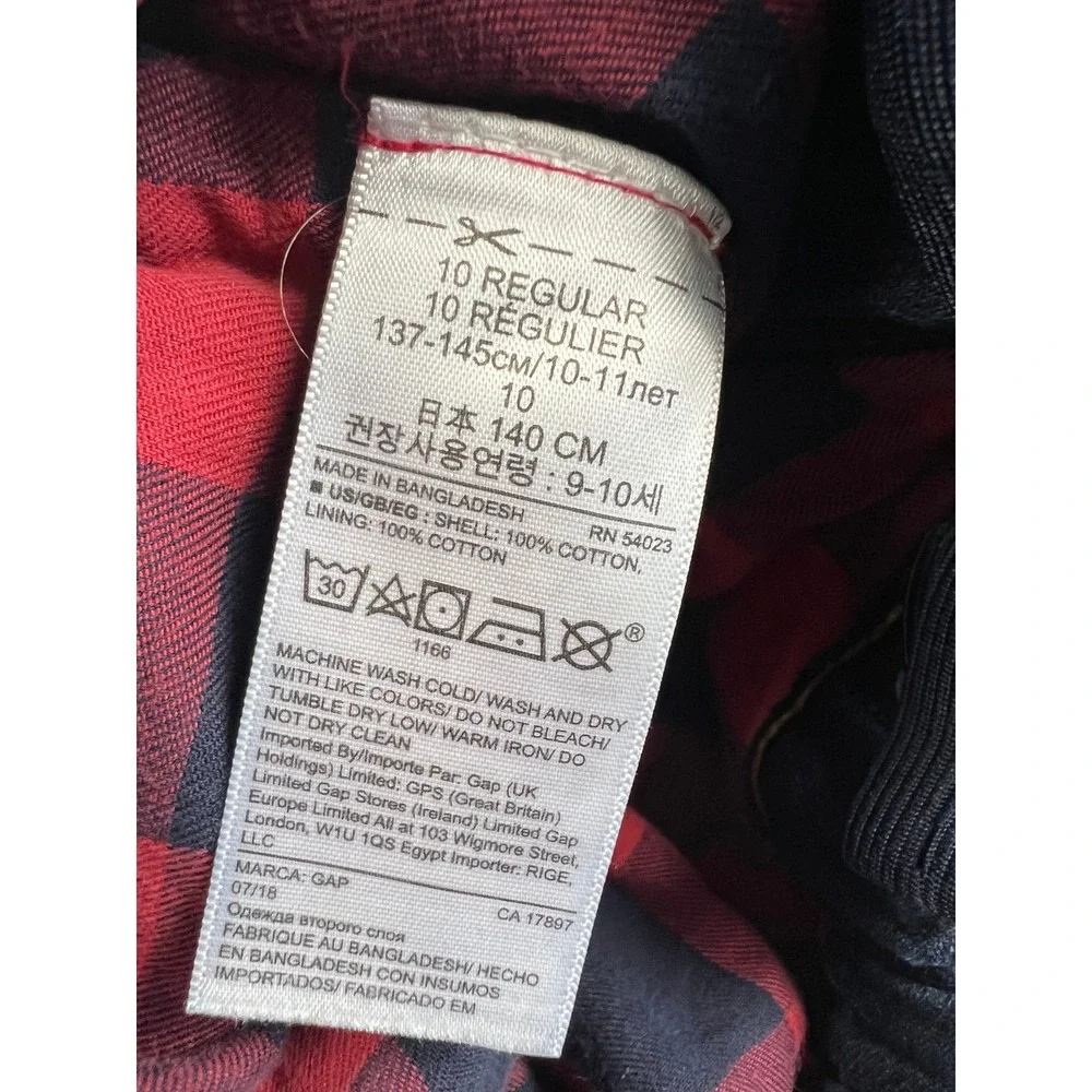 Gap Jeans Boys 10 Regular Blue Straight Leg Flannel Lined Plaid Elastic Waist